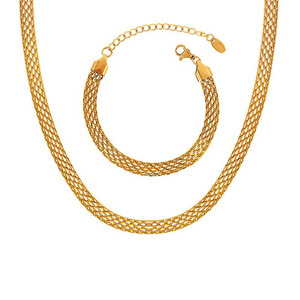 Mesh Woven Stainless Steel Necklace & <b>Bracelet</b> <b>Set</b> Hollow Watchband Style Women Jewelry - Product Image 4