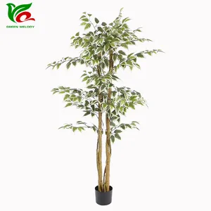 Árboles artificiales de ficus de 5 pies con hojas realistas y planta falsa de seda de tronco para el hogar, sala de estar, porche, esquina, decoración de oficina