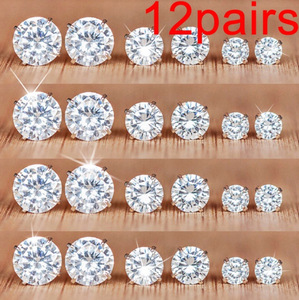 Wholesale 24 Pcs <strong>Earrings</strong> Cubic Zircon Simulated <strong>Diamonds</strong> Cheap <strong>Fake</strong> <strong>Diamond</strong> <strong>Earrings</strong> - Product Image 4