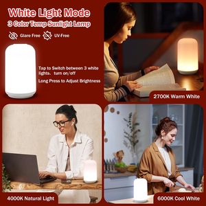 Red light sleep <b>Touch</b> Control LED Night Light Dimmable Nursery <b>Lamp</b> Cylindrical <b>Bedside</b> Light Soft Plastic Shade - Product Image 5