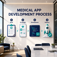 Logiciel de développement d'applications mobiles pour le secteur de la santé, solution d'application médicale personnalisée, réservation de patients, support en télémédecine, stock disponible
