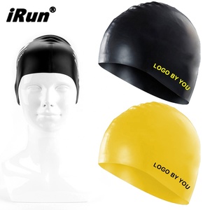 Bonnet de bain en silicone IRun unisexe pour hommes, femmes et adultes, avec logo personnalisé, imperméable, écologique, en <span class=keywords><strong>caoutchouc</strong></span> - Product Image 1