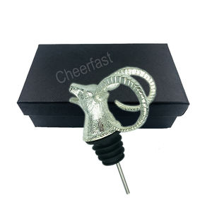 Cabeza de ciervo de aleación de Zinc, cabeza de oveja de Metal dorada, vertedor de vino y acero inoxidable para boquilla de licor - Product Image 3