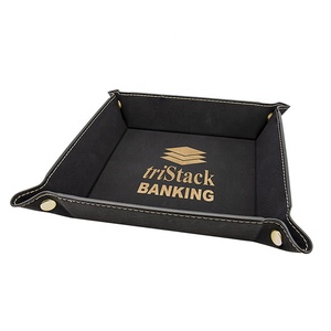 Bán buôn trang trí nội thất Snap up lưu trữ khay tùy chỉnh gấp Valet khay bandejas de almacenamiento laserable giả da bắt khay - Product Image 2