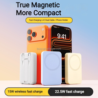 Mini batterie externe magnétique Magsafered Factory 10000mAh Mag 15W Chargeur sans fil rapide et sécurisé Support portable et porte-cartes Batterie externe