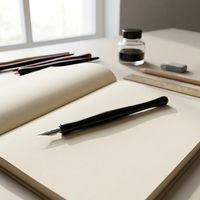 Ensemble de stylos à plume vintage en bois massif HY, pointe en acier inoxydable de 0,5 mm pour la calligraphie, le manga, le dessin, l'art des étudiants