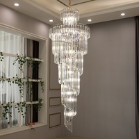 Cristal de luxe pour bâtiment en duplex Escalier Hall d'hôtel Villa Salon-Pendentif rotatif Lumière Creuse Milieu pour l'ingénierie