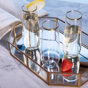 Flûtes à <span class=keywords><strong>champagne</strong></span> élégantes en plastique transparent avec bord doré, sans pied, recyclables et incassables, 9 oz, pour fêtes, mariages, bars - Product Image 5