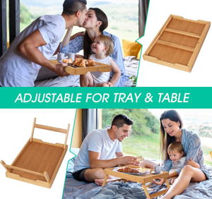 Vente en gros Plateau d'accoudoir en bambou avec support pour ordinateur portable Plateau de lit personnalisé avec pied pliant et plateau en bambou - Product Image 2