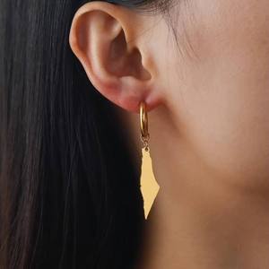 Pendientes Colgantes de Acero Inoxidable con Mapa de Palestina, Plateados en Plata, Oro de 18k y Oro Rosa - Product Image 3