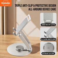 Support de téléphone rotatif en alliage d'aluminium, réglable à 360 degrés, pliable, support de bureau pour téléphone et tablette