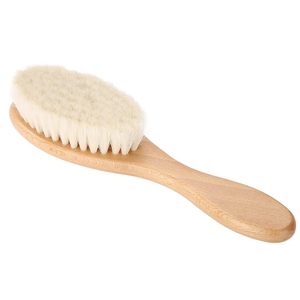 Brosse à cheveux pour bébé <span class=keywords><strong>de</strong></span> 18 cm avec logo personnalisé en gros, poils <span class=keywords><strong>de</strong></span> chèvre doux, brosse en bois pour le cuir chevelu des nouveau-nés, des nourrissons et des tout-petits, douce pour le cuir chevelu - Product Image 3
