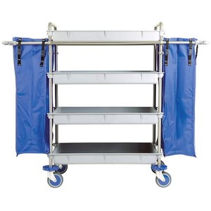 Carrello Multiuso con 4 Ripiani, 144 L, Telaio in Acciaio Grigio con Tende Blu per Uso Medico - Product Image 2
