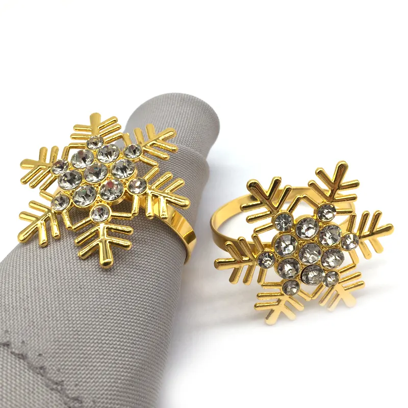 Neue Ideen Weihnachten Gold Trauben Servietten ringe, Metall Strass Schneeflocke Servietten ringe