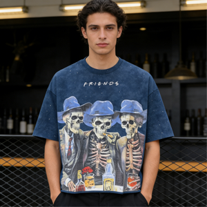 Custom Oversized Streetwear Men's T-Shirts Splash Ink Sublimation Print <strong>Skulls</strong> Graphic High Street Vintage Designer <strong>Tops</strong> - Product Image 3
