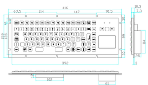 Cassetto per Tastiera da Rack 19 Pollici con Touchpad e Interfaccia USB per Armadio Server, Pannello di Controllo Industriale - Product Image 4
