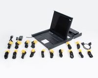 Commutateur KVM LCD 17 pouces 16 ports VGA + 16 câbles, MT-VIKI 1U 16x1 Commutateur KVM LCD en rack avec tiroir de console