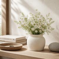 Vase à fleurs en céramique blanche, étanche, style rustique contemporain bohème, à large ouverture, petit et décoratif pour la maison, les tables de mariage et les étagères