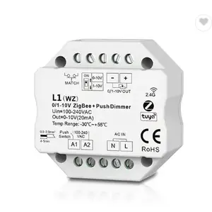 Skydance L1(WZ) 100-240VAC 0/1-10V ZigBee & RF Push variateur interrupteur avec pour LED lumières ZigBee RF contrôleur