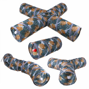 Indoor 2/3/4 5-way Collapsible Polyester Pet Tunnel Tube Foldable Kitty Cat Tunnel with Fun <b>Ball</b> Cat Peek Hole Pet Toys - Product Image 5