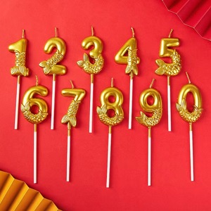 Gold Foil Number Birthday Candles 0-9 Paraffin Cake Decorations For Birthday Party Accessories - Product Image 3
