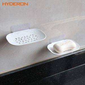 Jabonera ovalada de plástico para montar en la pared, con diseño floral y autodrenaje, para baño. - Product Image 4