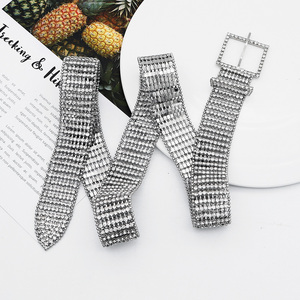 Cinturón con Hebilla Cuadrada de Pedrería, Accesorios de Moda para Mujer, Cadena para la Cintura para Bodas y Banquetes - Product Image 5
