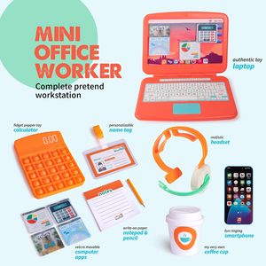 Tücher-Spielzeug-Office-Satz, pädagogische Laptop-Spielzeuge für Kinder mit Telefon mit LED-Leuchte und Ton, Taschenrechner Pop-It und Headset - Product Image 2