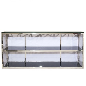 Moderno Multi-face Argento In Acciaio Inox Nero Superiore di Vetro HA CONDOTTO LA Luce Tavolo Da <span class=keywords><strong>Bar</strong></span> Per <span class=keywords><strong>Bar</strong></span> Da Sposa Noleggio - Product Image 4