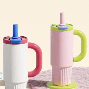 1000ml Ceramic Inner Vacuum Insulated Tumbler <b>Large</b> Capacity Portable Straw Cup Car Ice Tumbler New Car Cup <b>Water</b> <b>Bottle</b> OEM ODM - Product Image 2