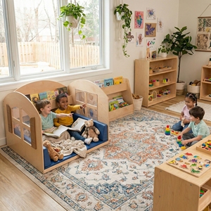 Tenda da Lettura in Legno Montessori, Angolo Educativo per Bambini, Arredamento per Aula Prescolare, Asilo Nido e Scuola Materna - Product Image 2