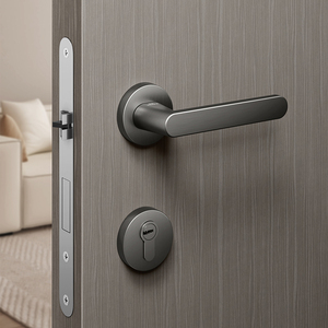 Hango Home Black Two-Piece Wooden <b>Door</b> Handle Luxury Silent Simple Mechanical Lock for Bedroom Easy Installation & Durable - Product Image 2