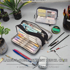 Trousse à crayons et sac de rangement Goldsang Novelty à 3 compartiments grande capacité pour la rentrée des classes des enfants - Organisateur en tissu Oxford - Product Image 2