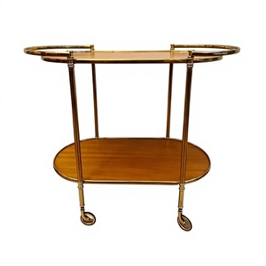 Decorative Dining <b>Table</b> Cart for Home Hotel Furniture Rectangular Shaped Metal Brass Wood 4 Tier Foldable Home Bar Outdoor - Product Image 1