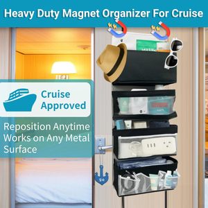 Magnetic Cruise Organizer 4-Layer Over The Door Nylon Hanging Storage For Travel <b>Black</b> 33x15x85cm - Product Image 2