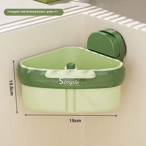 Wholesale Triangle <b>Caddy</b> with Detachable Strainer, Press-Release Suction Base & Trash Basket for <b>Food</b> Scraps, One-Touch Drain - Product Image 6