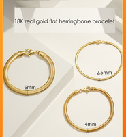AU750 moda mujer hombres pulsera joyería 18K oro sólido 4,0mm 6,0mm grueso plano espiga langosta serpiente pulsera