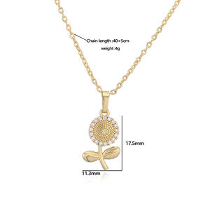 फ्रेंच विंटेज कॉपर-सेट ज़िरकोनिया सूरजमुखी पेलेंट हार - Product Image 4