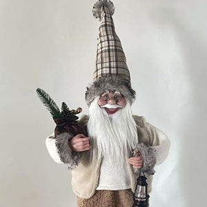 Père Noël debout de 12 pouces en blanc/khaki - Product Image 1