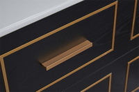 Meuble-lavabo mural intelligent de luxe moderne Euro avec vasque simple, design noir en MDF, miroir et robinet pour chambre à coucher