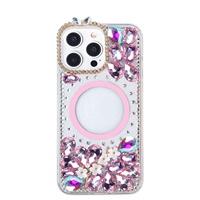 KINGSOUL 2026 Nouvelle Conception Coque de Téléphone de Luxe Magnétique en TPU+PC Antichoc avec Diamants pour iPhone 15 14 13 Pro 11 et Coque Scintillante pour iPhone 17