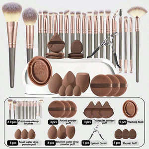 Juego <span class=keywords><strong>de</strong></span> 20 <span class=keywords><strong>Brochas</strong></span> <span class=keywords><strong>de</strong></span> <span class=keywords><strong>Maquillaje</strong></span> Profesionales Grandes <span class=keywords><strong>para</strong></span> Limpieza Facial, Sombras <span class=keywords><strong>de</strong></span> Ojos, Rubor, Delineador <span class=keywords><strong>de</strong></span> Ojos y Lápiz <span class=keywords><strong>de</strong></span> Cejas - Product Image 3