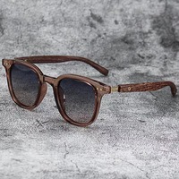 Lunettes de soleil de luxe personnalisées avec logo, monture en bois vintage, verres ronds et ovales pour hommes, idéales pour la conduite en extérieur