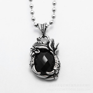 Collar con colgante de garra de dragón yunnique, acero inoxidable, piedra preciosa negra, joyería para hombre, accesorio de moda - Product Image 5