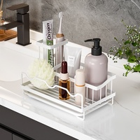 Support de séchage auto-drainant pour éponges, organiseur d'évier de cuisine, support de rangement pour éponges et liquide vaisselle avec porte-brosse à vaisselle