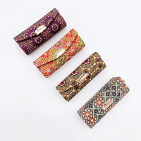 Étui à rouge à lèvres vintage en liège avec miroir, imprimé floral, fermeture à pression, doublure en velours, compact, portable, pour le voyage