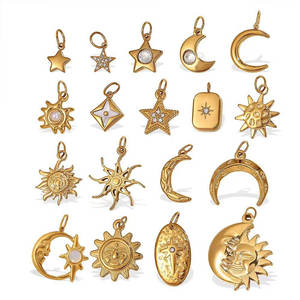 Colgantes de Moda de Acero Inoxidable 316L con Baño de Oro de 14k y 18k, Resistentes al Deslustre, con Dijes de Sol, Estrella y Luna para Fabricación de Joyas - Product Image 5