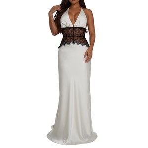 ชุดเดรสเปิดหลังคอวีลูกไม้เซ็กซี่ของผู้หญิงแฟชั่นเปลือยหลัง - Product Image 2