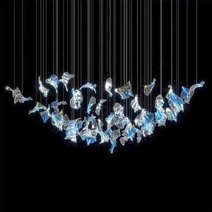 Tùy chỉnh hiện đại LED treo Mặt dây chuyền điều chỉnh chiều cao trang trí nội thất với kính dự án Tính năng chi nhánh ánh sáng - Product Image 4