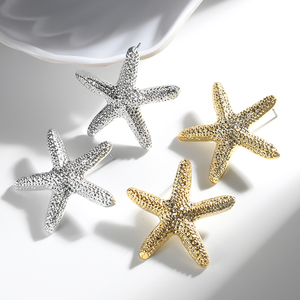 Summer New Marine Elements Holiday Jewelry Beach Seaside Accessories Personalized Gold Silver Plated CCB Starfish Conch Earrings - Product Image 5